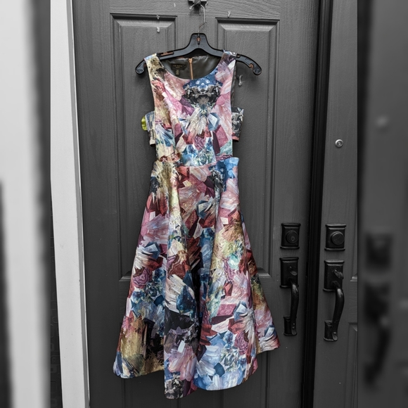 Ted Baker Louwisa Mirrored Minerals Cut Out Midi Dress, Mid Grey - Picture 3 of 3